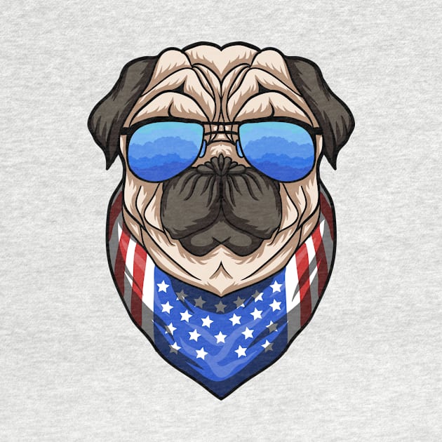 Cool American Pug Dog with Sunglasses by AST